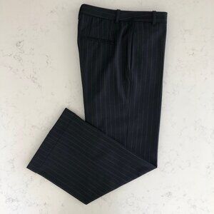 Marc Cain Wide Leg Wool+Poly Lined Cuffed Pinstripe Pants Blk & Gry Sz N4 (US10)